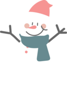 merry christmas and happy new year with cute snowman, flat png transparent element cartoon character design