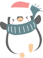 merry christmas and happy new year with cute penguin, flat png transparent element cartoon character design