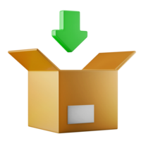 load packing delivery box package with green arrow shape 3d render icon illustration concept isolated png