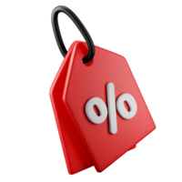 rojo descuento etiqueta etiqueta con porcentaje símbolo 3d icono diseño ilustración concepto aislado png