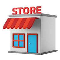 mini cute store shop merchant building 3d rendering icon illustration concept isolated png