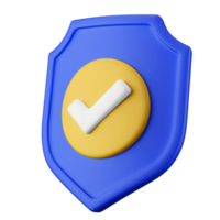 shield with check mark symbol warranty guarantee 3d rendering icon illustration isolated png