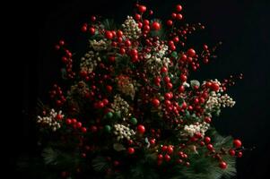 AI generated Holiday tree berries. Generate ai photo