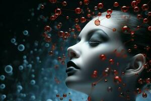 AI generated Intricate Molecules macro. Generate AI photo