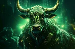 AI generated Imposing Bull neon. Generate Ai photo