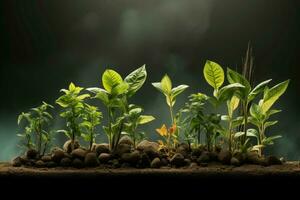 ai generado desmadejado creciente verde plantas campo. generar ai foto