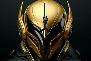 AI generated Protective Golden helmet futuristic. Generate Ai photo