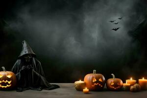 AI generated Spooky Halloween mockup background. Generate Ai photo