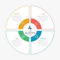 Circle chart infographic template with 4 options for presentations vector