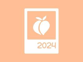 Color of the year 2024. Peach fuzz color card in cartoon style. Banner, background. Vector illustration