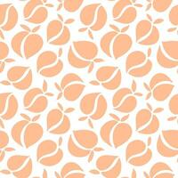 Peaches seamless pattern in trendy peach fuzz color. Summer fruit background for paper, fabric, interior. Vector illustration