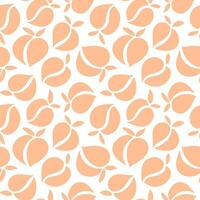 Peaches seamless pattern in trendy peach fuzz color. Summer fruit background for paper, fabric, interior. Vector illustration