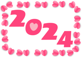 2024 new year with pink heart png