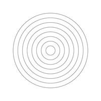 Polar grid of 7 concentric circles. Wheel of life, habits tracker. Circle diagram divided on segments. Blank polar graph paper. Vector template.