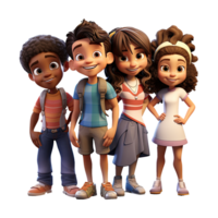 AI generated 3D cartoon happy boy and girl character on transparent background. png