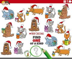 one of a kind activity with pets on Christmas time vector