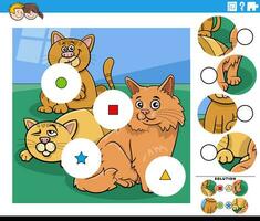 partido el piezas educativo juego con dibujos animados gatos vector