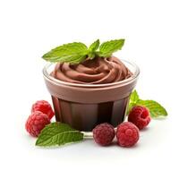 AI generated Decadent Chocolate Mousse with Mint Garnish photo