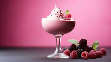 AI generated Elegant Raspberry Mousse and Ice Cream photo