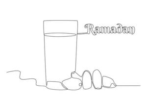 A glass of water and dates vector