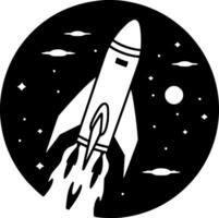 Rocket - Black and White Isolated Icon - Vector illustration