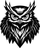 Owl, Black and White Vector illustration