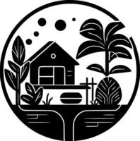 jardín, minimalista y sencillo silueta - vector ilustración