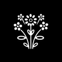 Flowers - Black and White Isolated Icon - Vector illustration