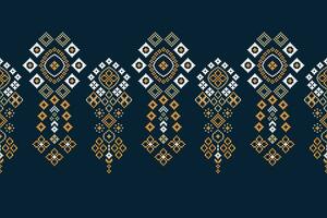 Ethnic geometric fabric pattern Cross Stitch.Ikat embroidery Ethnic oriental Pixel pattern blue background. Abstract,vector,illustration. Texture,clothing,frame,decoration,motifs,silk wallpaper. vector