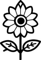 Flower - Black and White Isolated Icon - Vector illustration