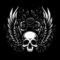 Skull, Black and White Vector illustration