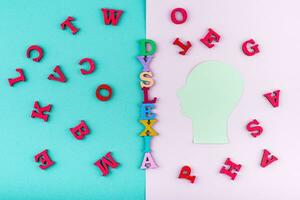 Dyslexia awareness concept with letters photo