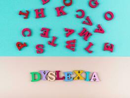 Dyslexia awareness concept with letters photo