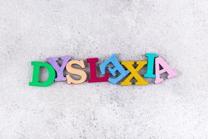 Dyslexia awareness concept with letters photo