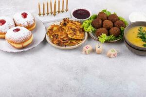 Traditional Jewish holiday Hanukkah food. photo