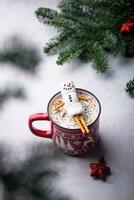 Hot chocolate with snowman marshmallow photo