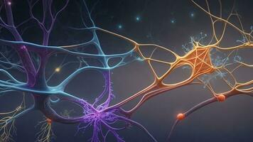 AI generated 3d render of brain cell with neurons and nervous system photo