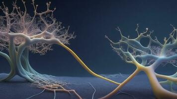ai generado 3d ilustración de neurona célula con neuronas y nervioso sistema foto