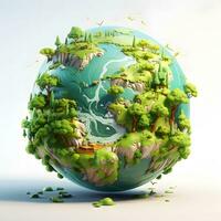 AI generated 3D Planet earth with nature. Environment and earth day concept. Ecology. AI Generative photo
