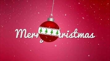 Merry Christmas Message Animation on Red Color Theme Background video