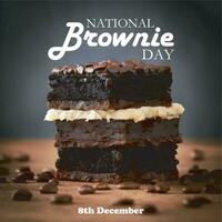 Fri, Dec 8, 2023 National Chocolate Brownie Day. This day has been around since the early 1900s. National Brownie Day is celebrated on December 8th every year vector