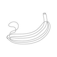 Continuous one line drawing of banana. Vector illustration isolated on white background.