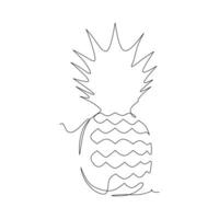 continuous line drawing of pineapple. Minimalistic design. Vector illustration