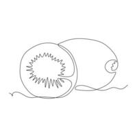 Continuous one line drawing of kiwi fruit. Vector illustration for food concept design element