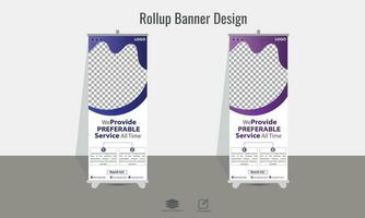 Stylish business roll up banner or standee banner template design vector