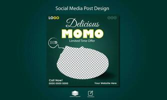 Delicious Momo social media post design vector