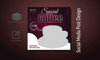 Coffee shop social media post template square banner design vector