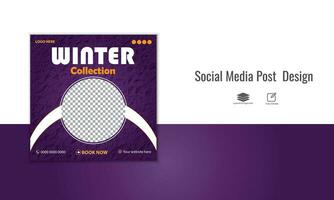 Winter sale social media post design vector