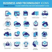 Technology, cloud computing and data management icon set. Mobile, computing, connections, cloud and networking icon set. Icons vector collection