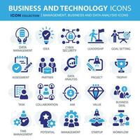 Business, data analysis, organization management and technology icon set. Teamwork, strategy, planning, marketing, cloud technology, data analysis, employee icon set. Icons vector collection